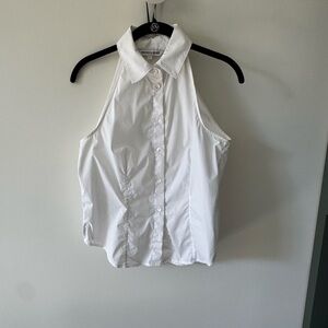 Veronica Beard White Button Down Halter Top, office or weekend
